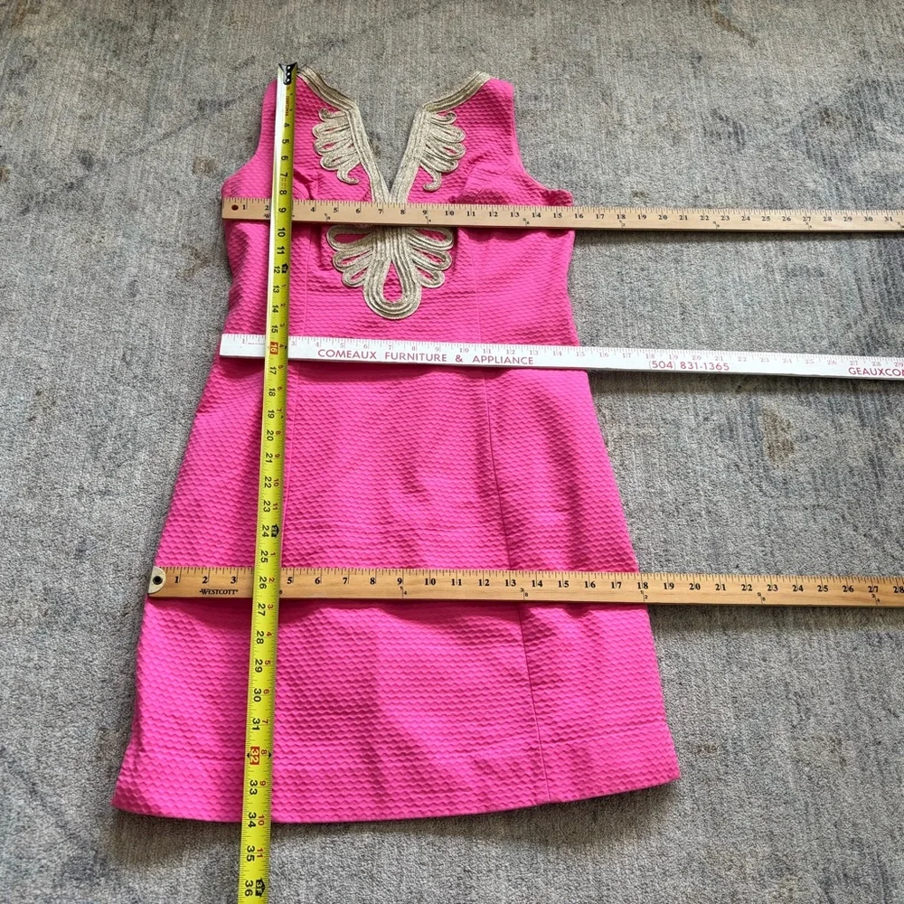 LILLY PULITZER JANICE SHIFT DRESS with Gold Accents Size 6 Elegant Feminine - Picture 5 of 6